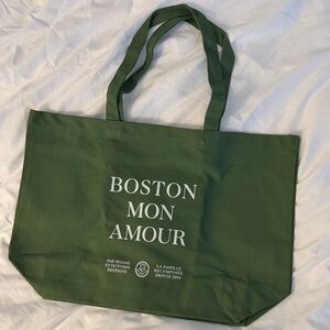 Sezane Green Boston Mon Amour Tote Bag